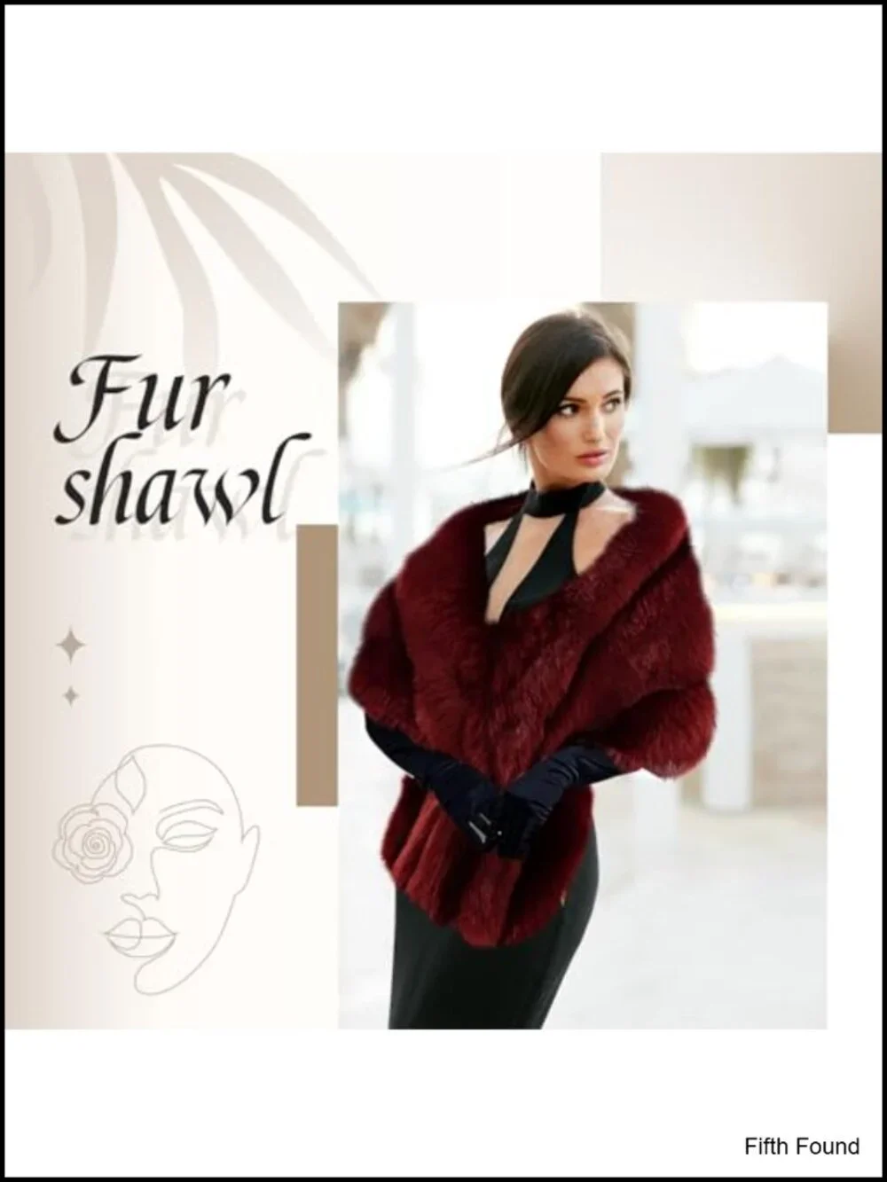 Faux Fur Shawl & Opera Gloves Set Wedding Dance Party